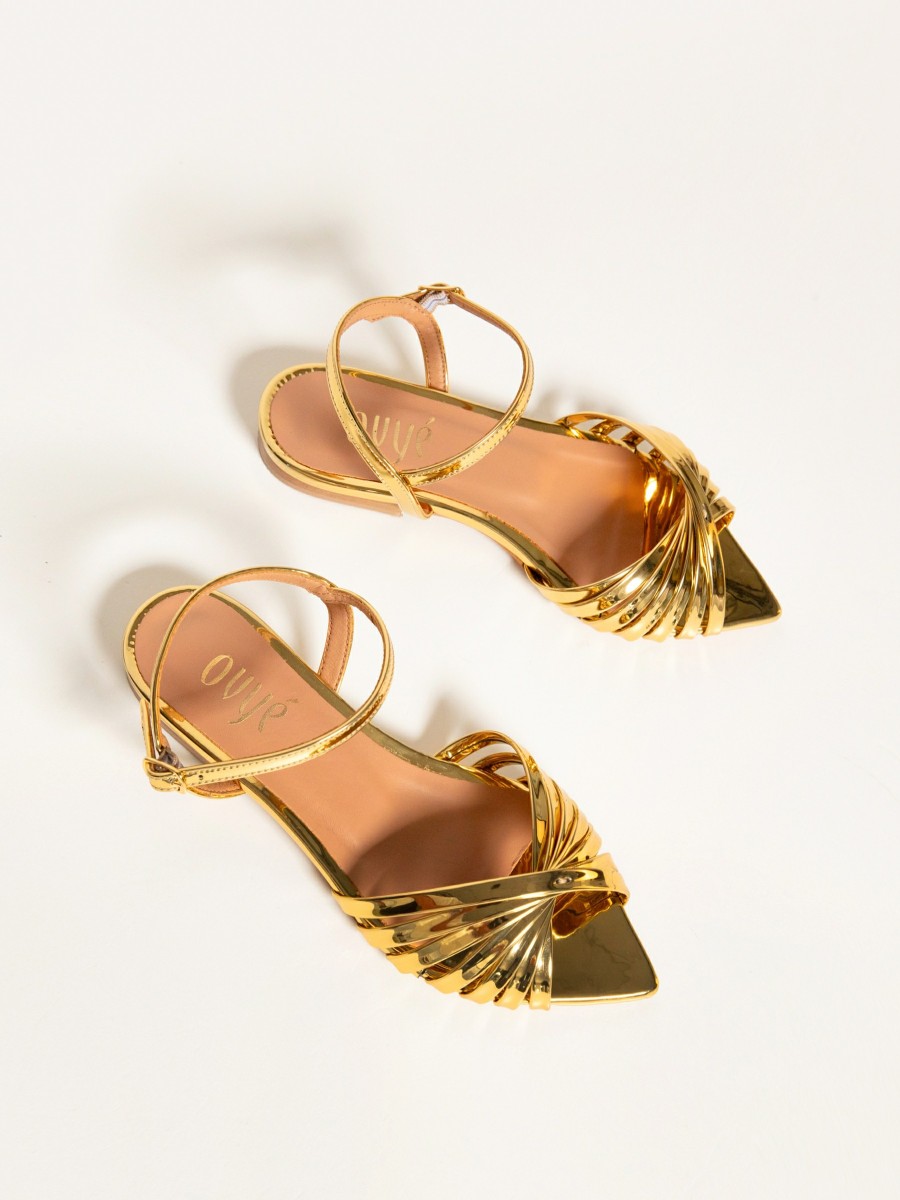 Flat Sandals Ovyé | Mirror Sandal Gold Color - Ovyevshop